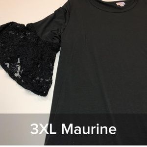 LuLaRoe Solid Black 3XL Maurine Dress LACE SLEEVES